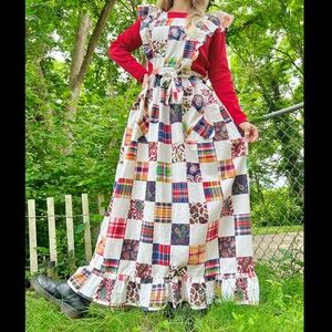 Patchwork Pinafore Wrap Apron Dress